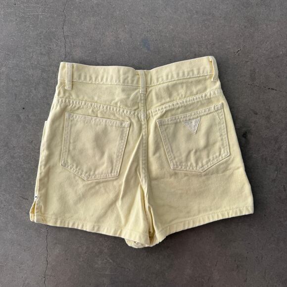 Guess Pants - Vintage Y2K 90's Guess USA High Waisted Pale Yellow Mini Shorts 26